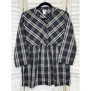 American Sweetheart Black Plaid Top Long Sleeve Size Small NEW